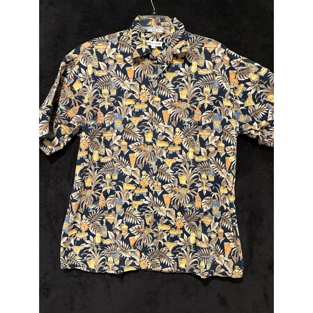 Pierre Cardin‎ Shirt Short Sleeve Large Tropical Hawaiian Cocktail Print Vintage